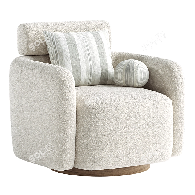 Sophisticated Swivel Upholstered Barrel Chair 3D model image 5