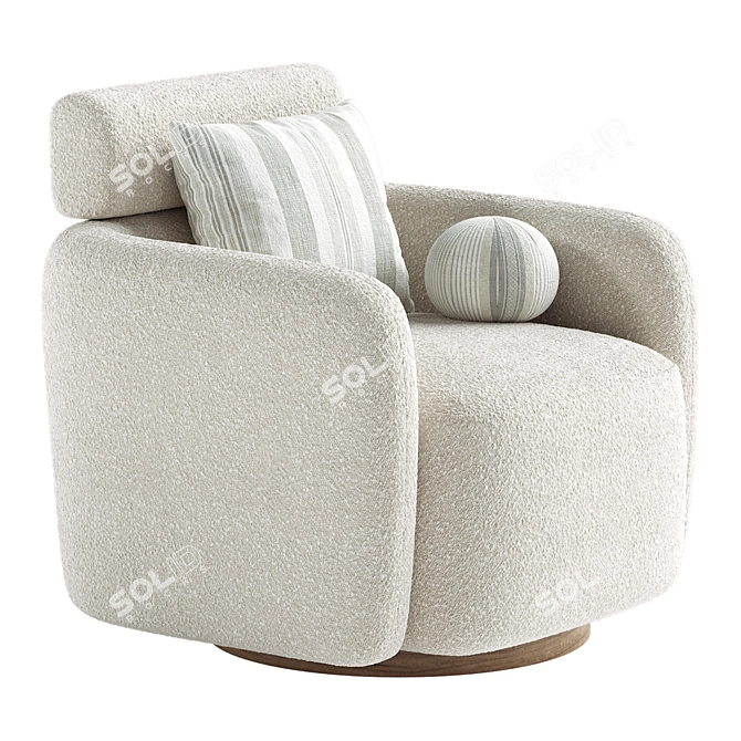 Sophisticated Swivel Upholstered Barrel Chair 3D model image 6