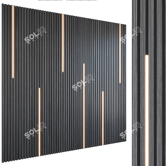 Illuminated Pine Wood 3D Panel 3D model image 1