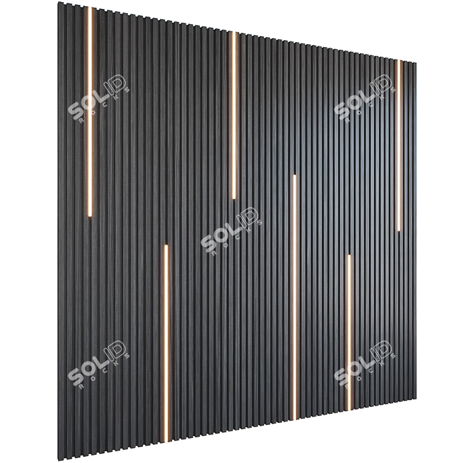 Illuminated Pine Wood 3D Panel 3D model image 3