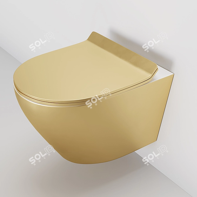 Elegant Rimless Round Wall Toilet 3D model image 2