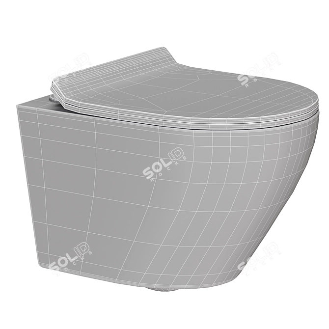 Elegant Rimless Round Wall Toilet 3D model image 4