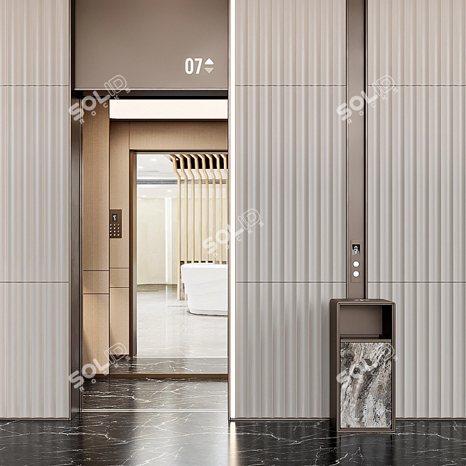 Modern Elevator Lobby Design Solution 3D model image 2