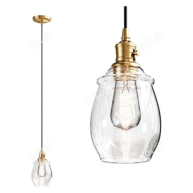 Petite Glass Cord Pendant Light 3D model image 2