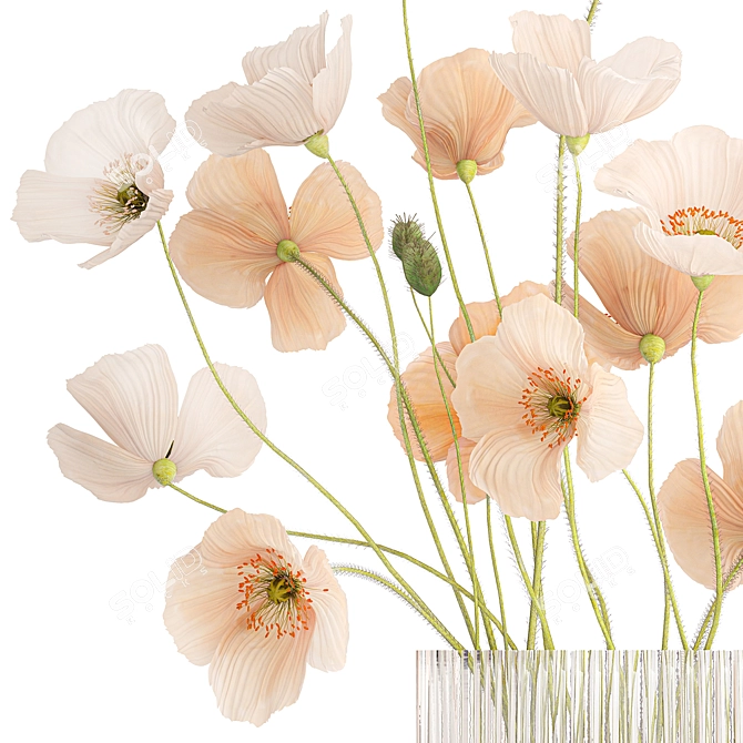 Modern Field Flower Bouquet 3D model image 4