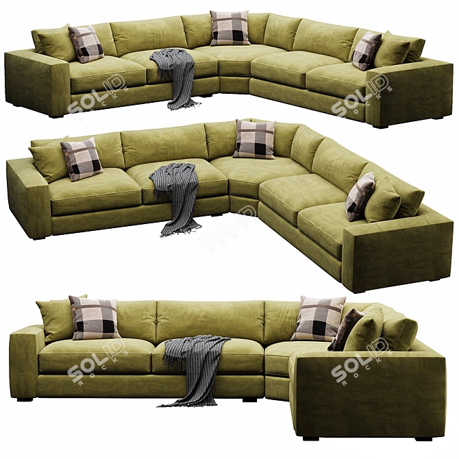 Modern Oceanside Sectional Sofa Set 3D model image 2