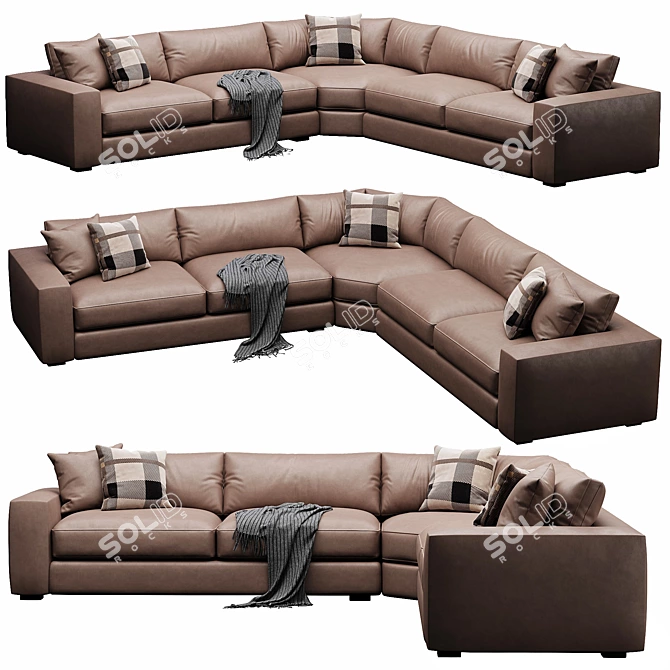 Modern Oceanside Sectional Sofa Set 3D model image 3