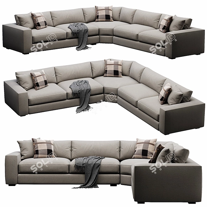 Modern Oceanside Sectional Sofa Set 3D model image 4