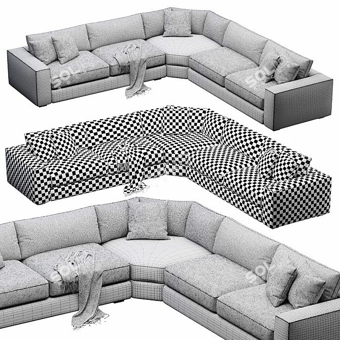 Modern Oceanside Sectional Sofa Set 3D model image 5