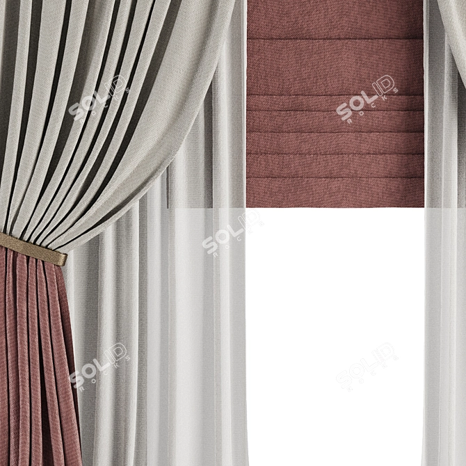 Elegant Curtain Set M64 3D model image 2