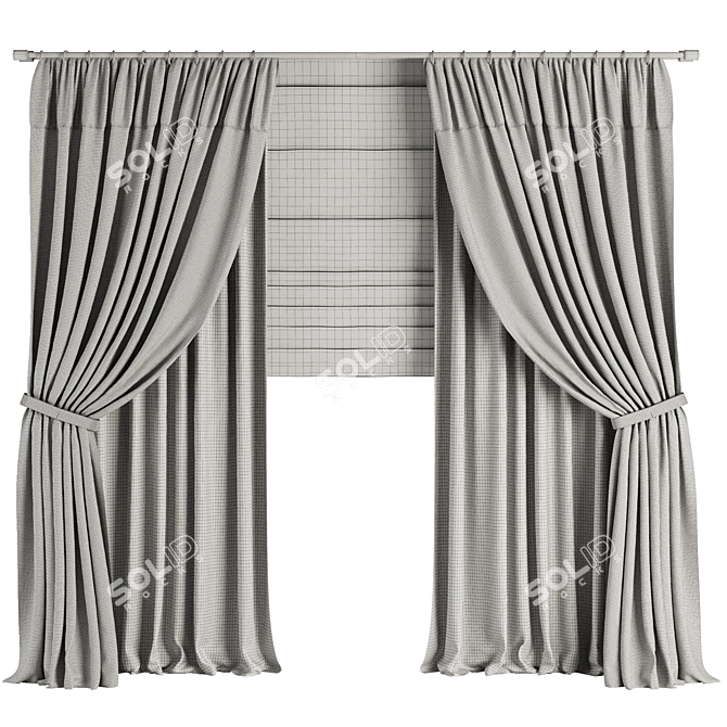 Elegant Curtain Set M64 3D model image 3