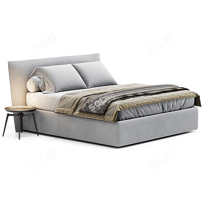 Sleek Toffee Bed by Caccaro 3D model image 2