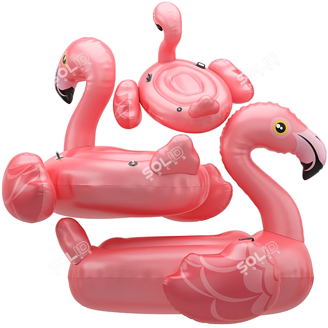 Giant Pink Flamingo Inflatable Island 3D model image 3