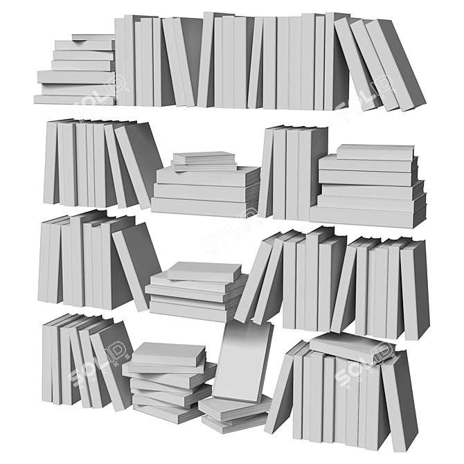 Monochrome Book Set 3D model image 2