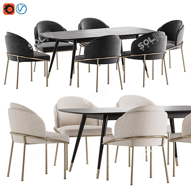 Modern Dining Set Collection 3D model image 1