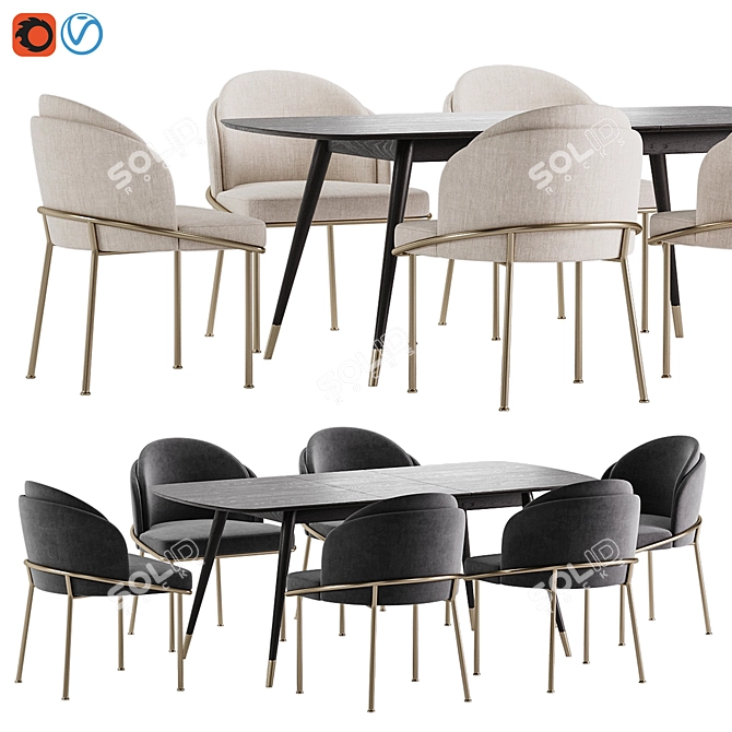 Modern Dining Set Collection 3D model image 4