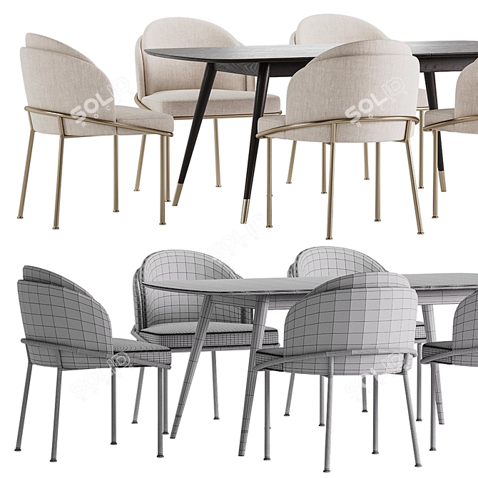 Modern Dining Set Collection 3D model image 5