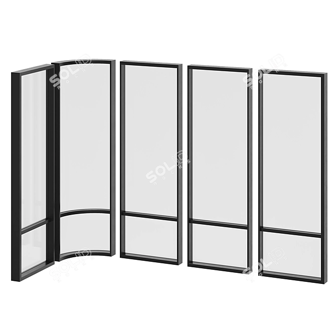 Aluminum Framed Radius Glass Wall 3D model image 2