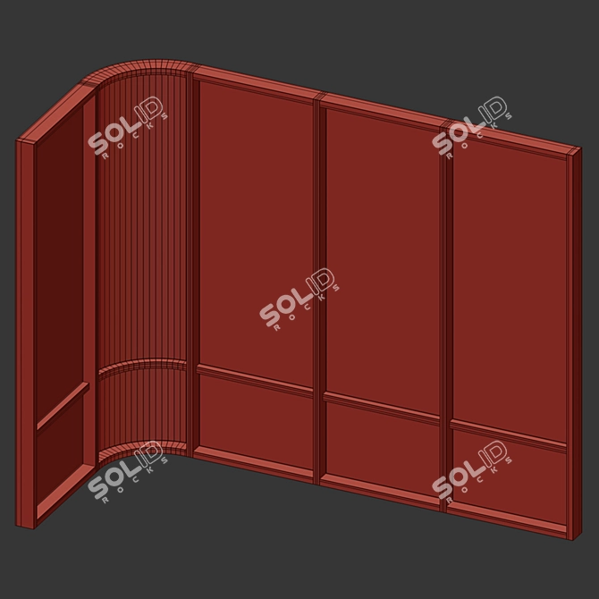 Aluminum Framed Radius Glass Wall 3D model image 3