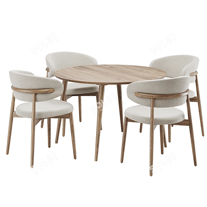 Modern Dining Table and Chairs 3D model image 2