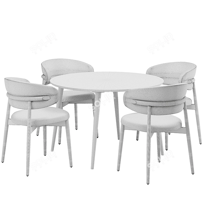 Modern Dining Table and Chairs 3D model image 5