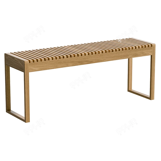 Bamboo Wooden Bench 47x120cm 3D model image 1