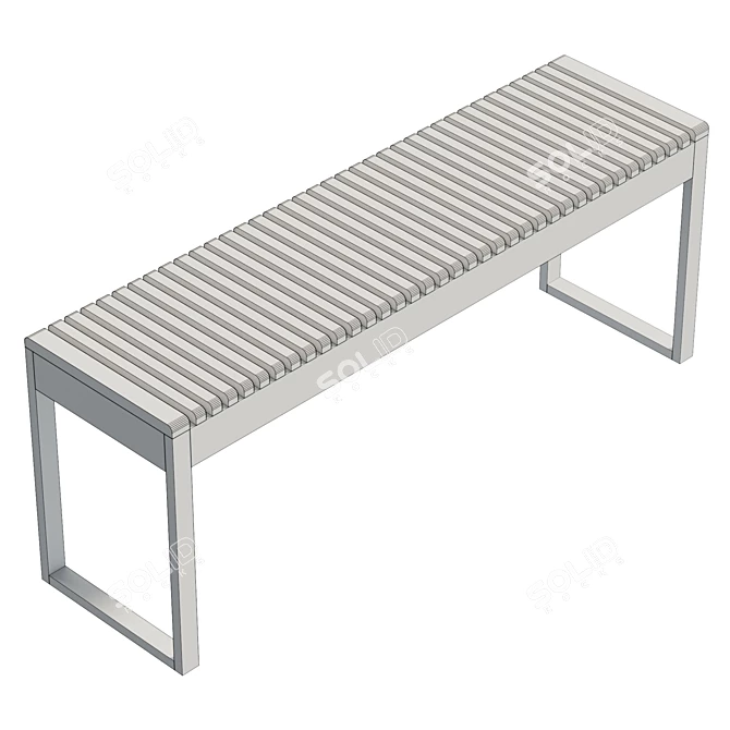 Bamboo Wooden Bench 47x120cm 3D model image 6