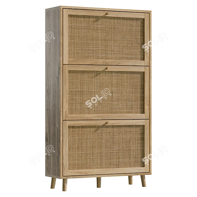 Bohemian Cane Shoe Cabinet Organizer 3D model image 1