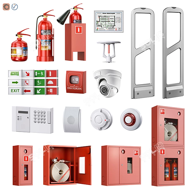 Security Fire Alarm System Kit 3D model image 1