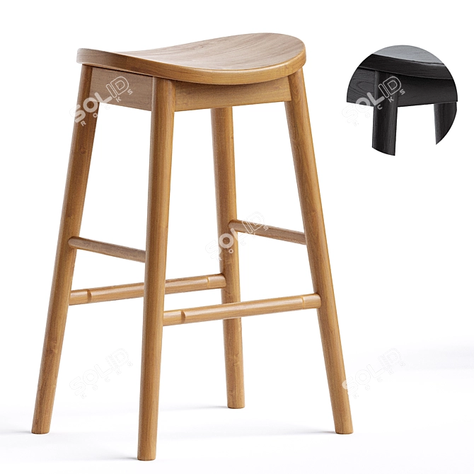  Nordic Style Counter Stool 3D model image 1