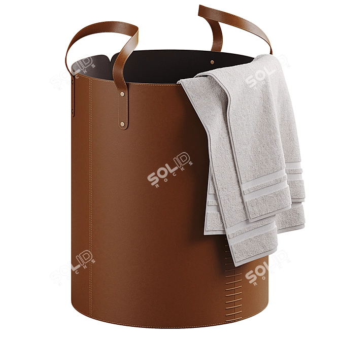  Leather Laundry Basket Set 3D model image 3