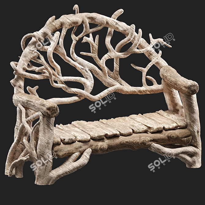 Rustic Park Bench Custom Order 3D model image 1