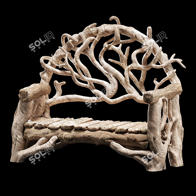 Rustic Park Bench Custom Order 3D model image 2