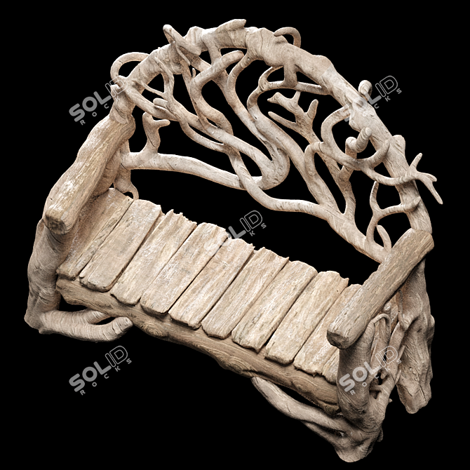 Rustic Park Bench Custom Order 3D model image 3