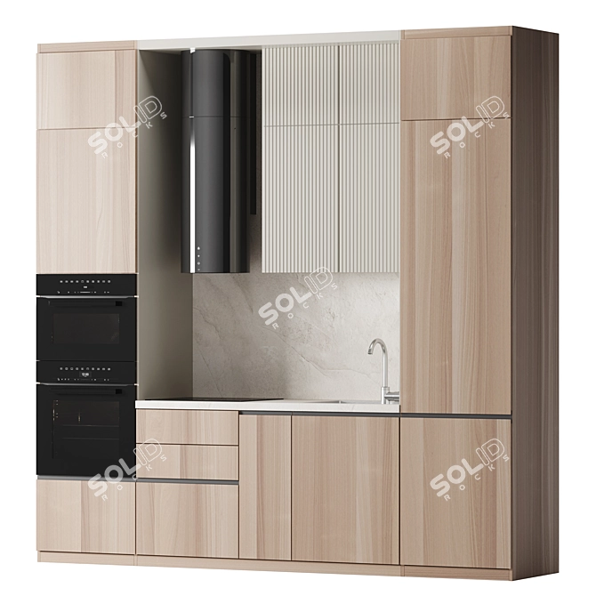 Modern Kitchen Set with Appliances 3D model image 1