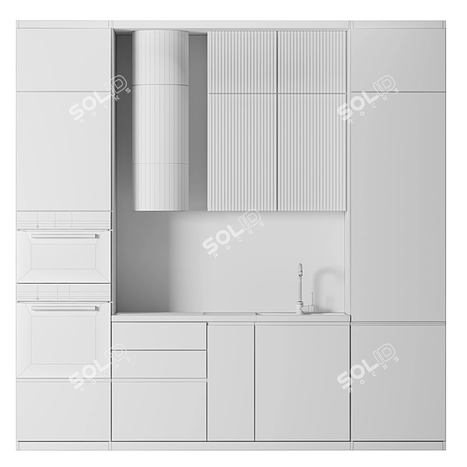 Modern Kitchen Set with Appliances 3D model image 7