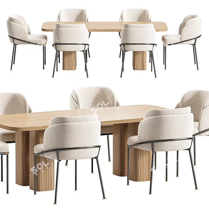 Modern Dining Set with Chairs 3D model image 5