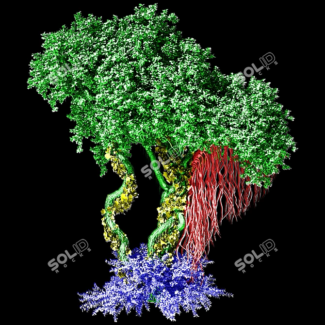 Jungle Tree Plant Separated Parts 3D model image 7