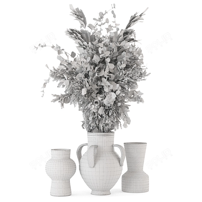 Concrete Pots Plants Collection Set 3D model image 5