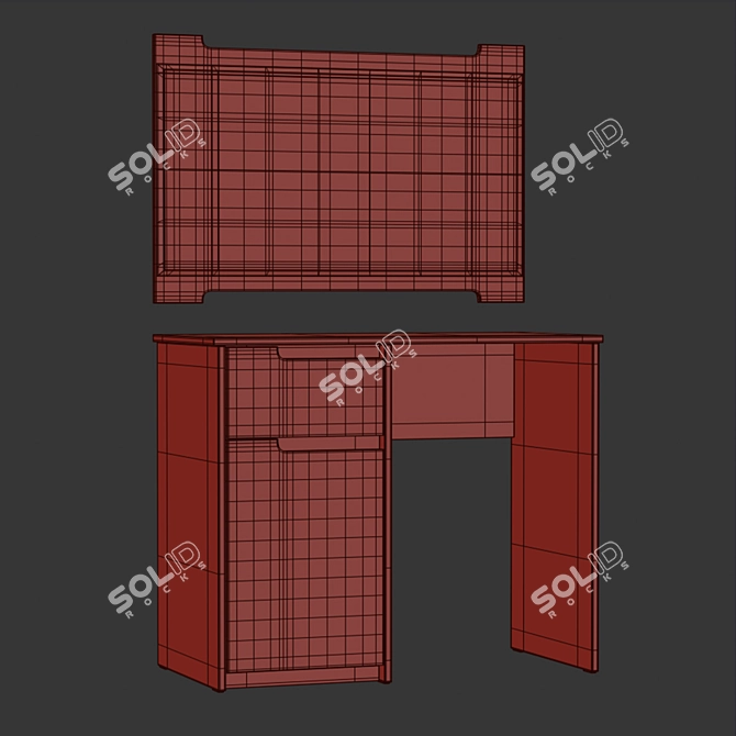 Gavana Cosmetics Table with Mirror 3D model image 4