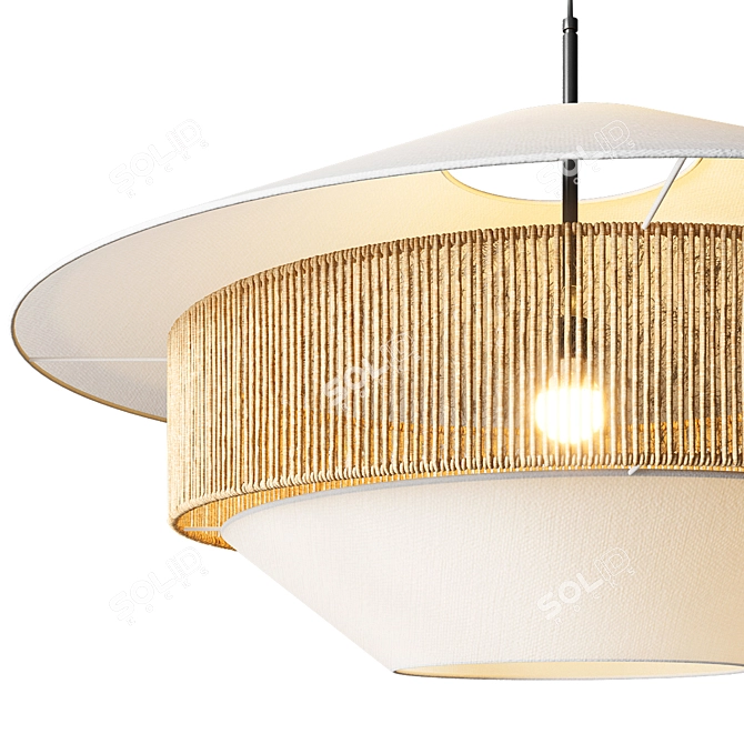 Boho Mixed Woven Pendant 3D model image 2