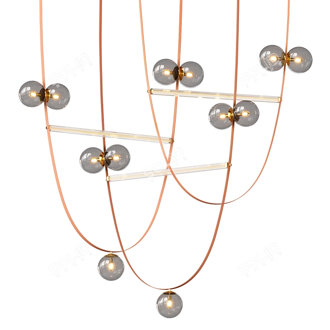 Handcrafted Leather Ball Chandelier 3D model image 1