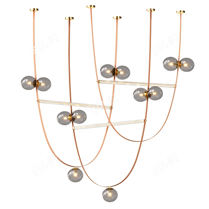 Handcrafted Leather Ball Chandelier 3D model image 2