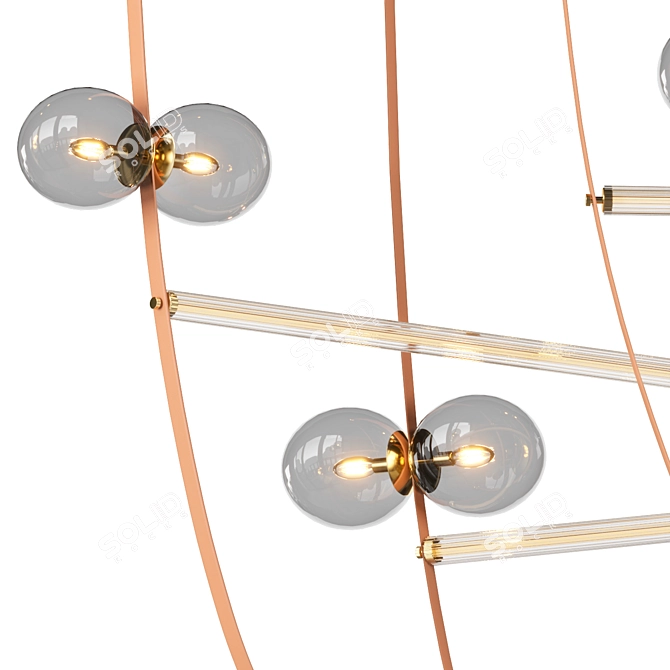 Handcrafted Leather Ball Chandelier 3D model image 3