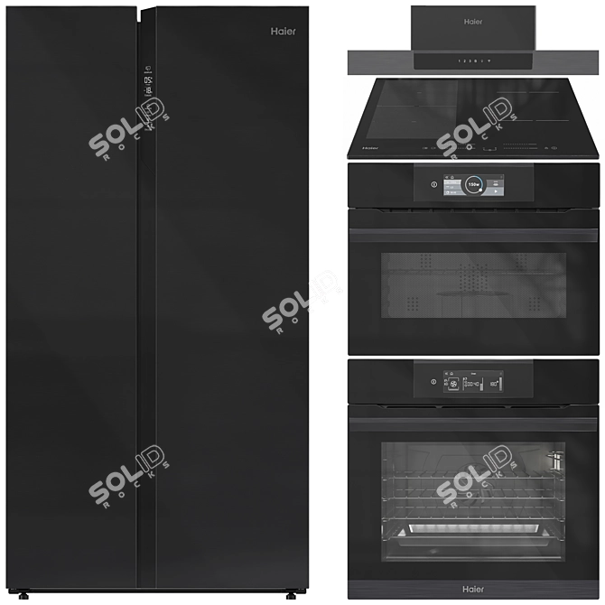 Functional Haier Appliance Set 3D model image 1