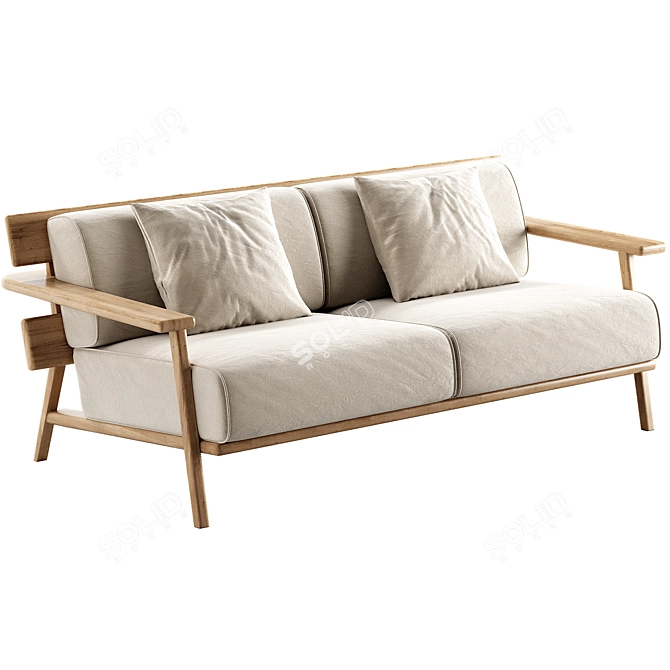 Contemporary 2-Seater Outdoor Sofa 3D model image 3