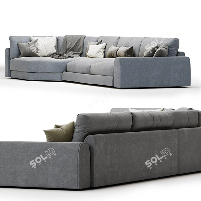 Island Grey Blue Corner Sofa 3D model image 5