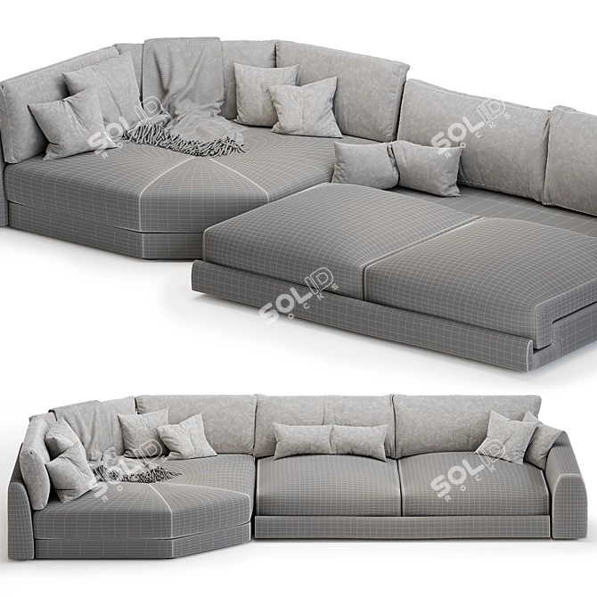 Island Grey Blue Corner Sofa 3D model image 6