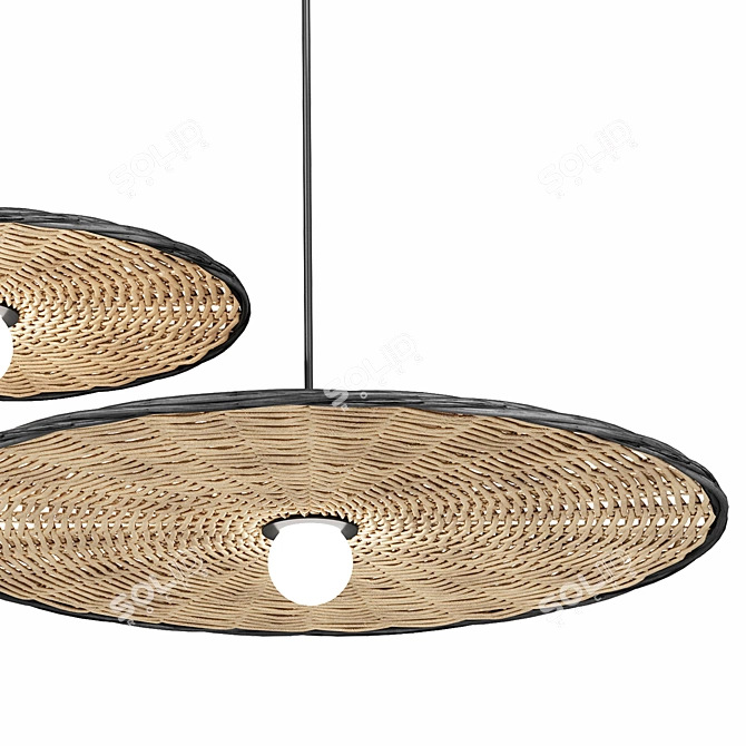 Rattan Pendant Light 100cm Wide 3D model image 3