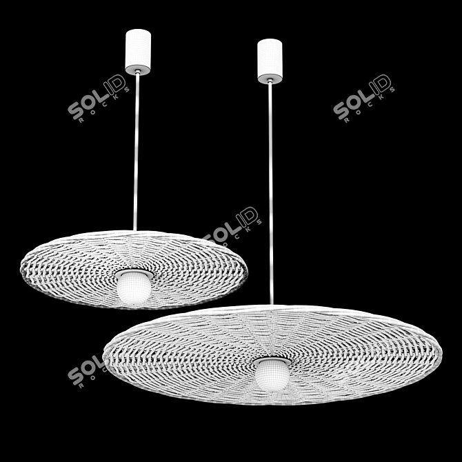 Rattan Pendant Light 100cm Wide 3D model image 4